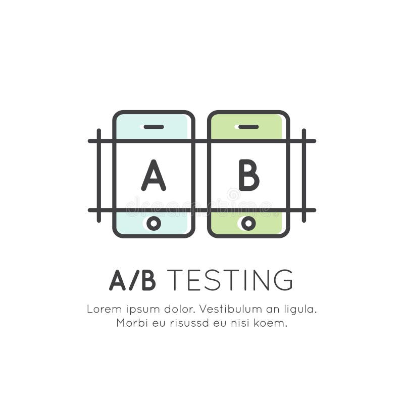 Concept of A/B Testing, Bug Fixing, User Feedback, Comparison Process, Mobile and Desktop Application Development stock illustration Concept of A/B Testing, Bug Fixing, User Feedback, Comparison Process, Mobile and Desktop Application Development stock illustration