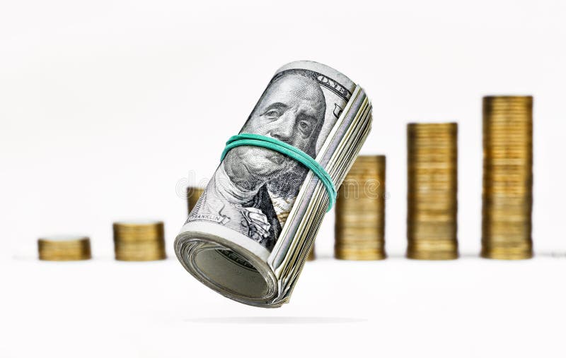 Concept: bank, business, finance. Business diagram of a financial forecast with coins. stock exchange background with royalty free stock photos Concept: bank, business, finance. Business diagram of a financial forecast with coins. stock exchange background with royalty free stock photos