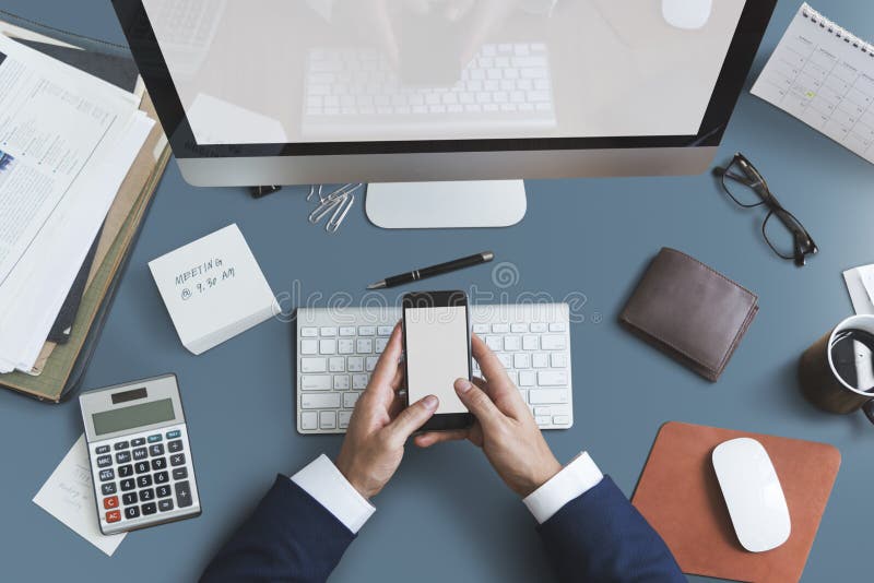 Concept birou spațiu de lucru pentru obiecte de business stock image