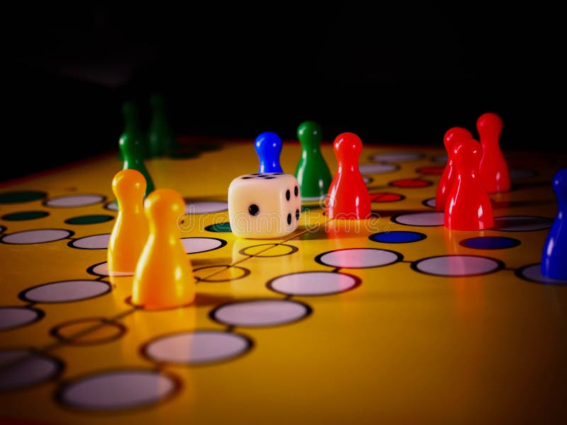 The Concept of Board Games. Dice, Chips and Cards on a Yellow Background  Stock Image - Image of lose, ludo: 210010753