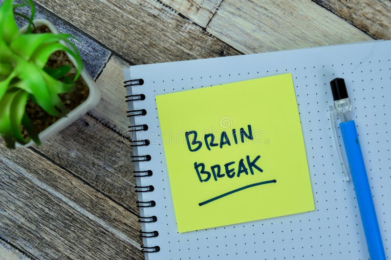Concept of Brain Break write on sticky notes isolated on Wooden Table