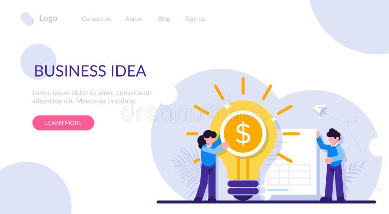 Concept of business idea of increasing profit, income, earnings, revenue. Businesswoman, glowing lightbulb with dollar vector illustration