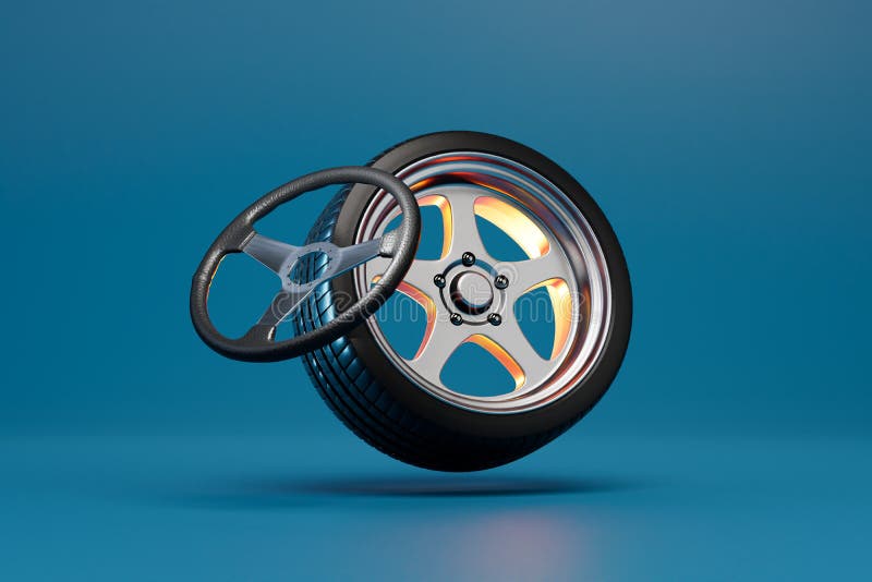 The Concept of Buying and Replacing Car Wheels. a Wheel with a Disc on