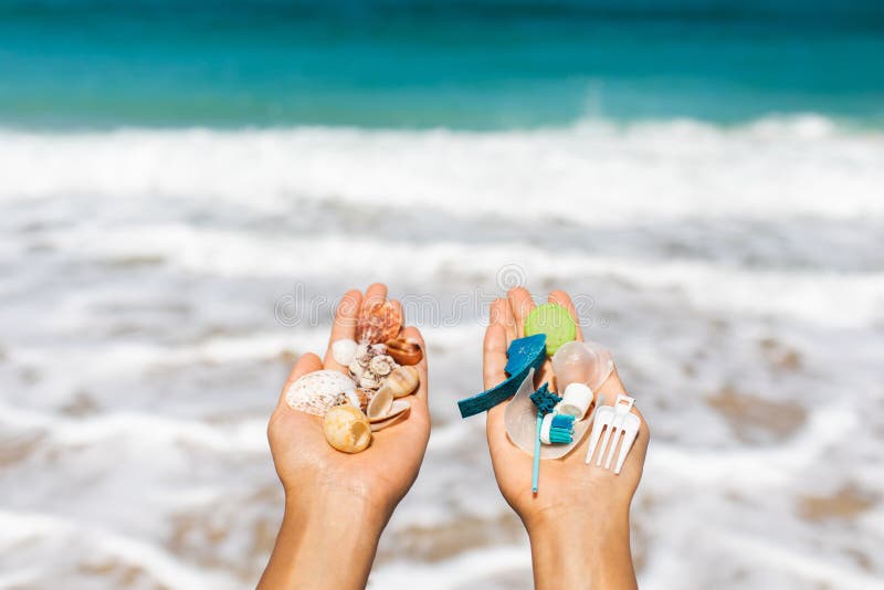 Concept of choice: save nature or use plastic stock photos Concept of choice: save nature or use plastic stock photos