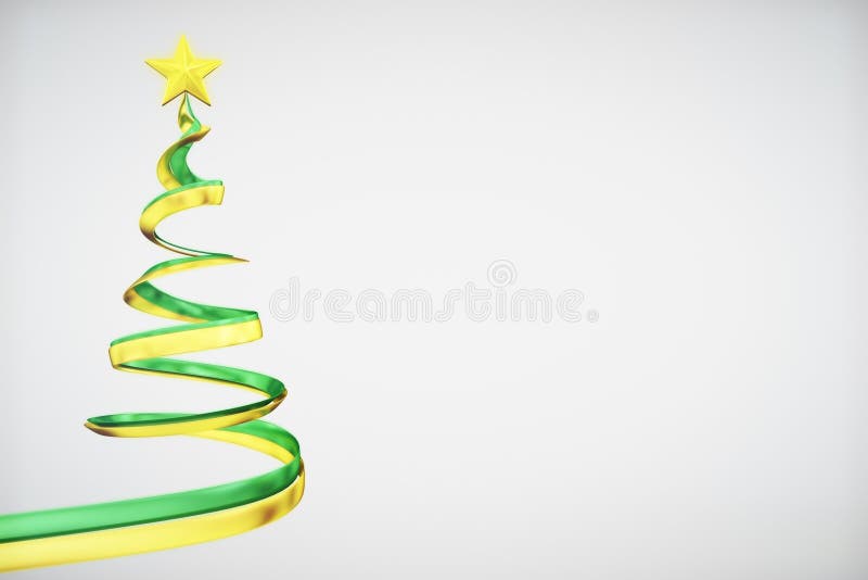 Concept Christmas Tree with Yellow Star at White Background Stock
