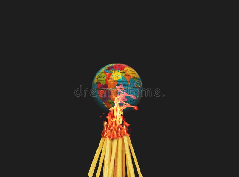 Concept of Climate Change or Global Warming Showing with Burning the Globe  or Earth on Black Background Stock Photo - Image of earth, environment:  159622470