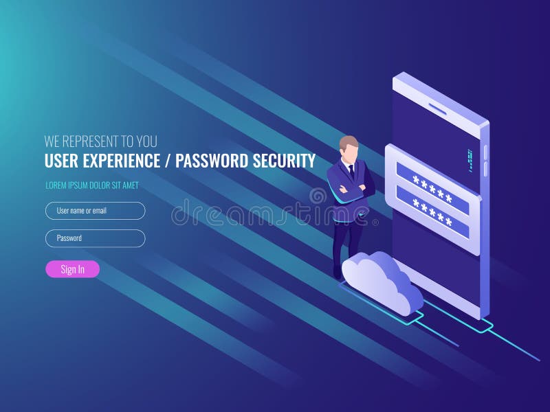 Concept of cloud server data exchenge, cloud services, smart watch with businessman, global network, internet data royalty free illustration