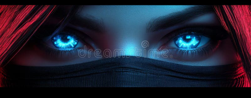 The concept of cocktail bartending techniques. AI in healthcare cybersecurity. A model with a futuristic face mask stock image