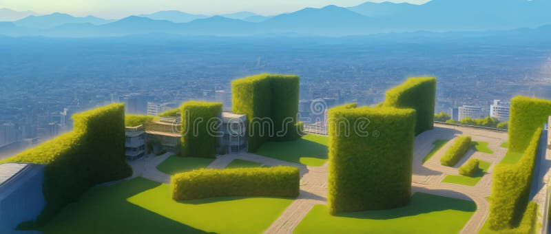 O imagine generată de calculator a unui oraș futurist. ai generativ stock illustration