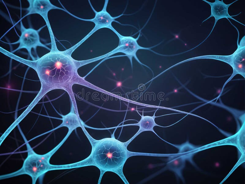 O imagine generată de calculator a unui grup de celule cerebrale. ai generativ stock illustration
