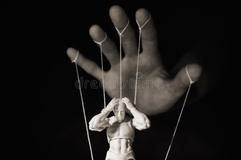 The Human Hand with Marionette on the Strings. Stock Image - Image of  dominate, cult: 219682073