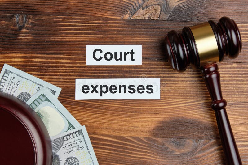 Judges Gavel, Soundboard and Bundle of Money on the Table Stock Image