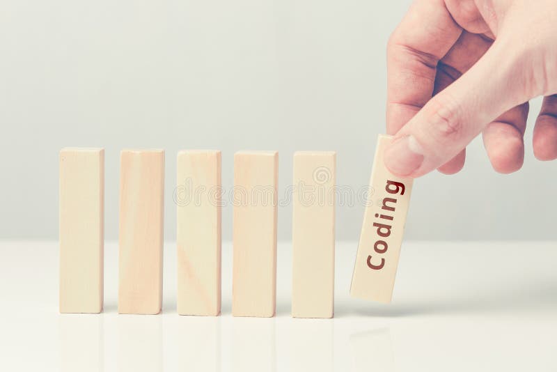 The concept of creating an application or program writing programming code stock photo