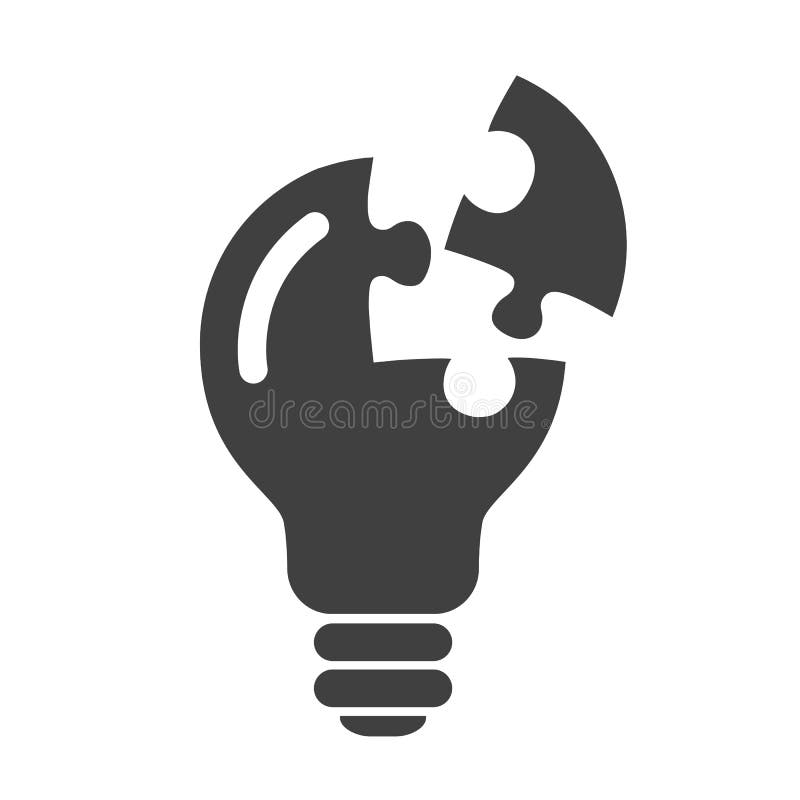 Concept of creative teamwork with light bulb puzzle - vector vector illustration