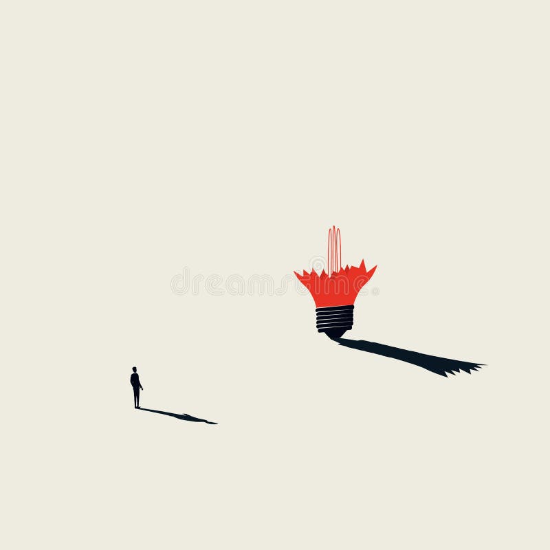 Concept créatif de vecteur de bloc d'affaires avec l'homme d'affaires et l'ampoule cassée Style artistique minimaliste Symbole de illustration libre de droits Concept créatif de vecteur de bloc d'affaires avec l'homme d'affaires et l'ampoule cassée Style artistique minimaliste Symbole de illustration libre de droits