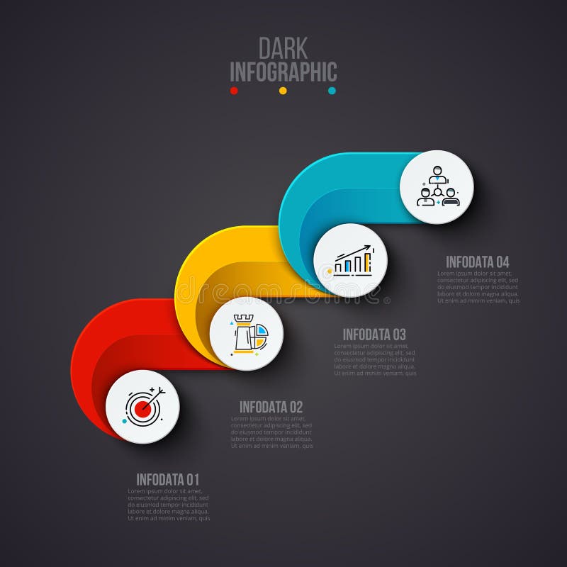 Concept créatif pour infographic foncé Visualisation de données commerciales Éléments abstraits de cercle du graphique, diagramme illustration stock Concept créatif pour infographic foncé Visualisation de données commerciales Éléments abstraits de cercle du graphique, diagramme illustration stock