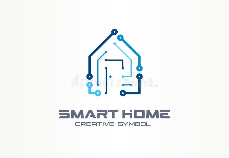 Concept créatif à la maison futé de technologie de symbole Système de bâtiment d'automation de sécurité dans le logo abstrait de