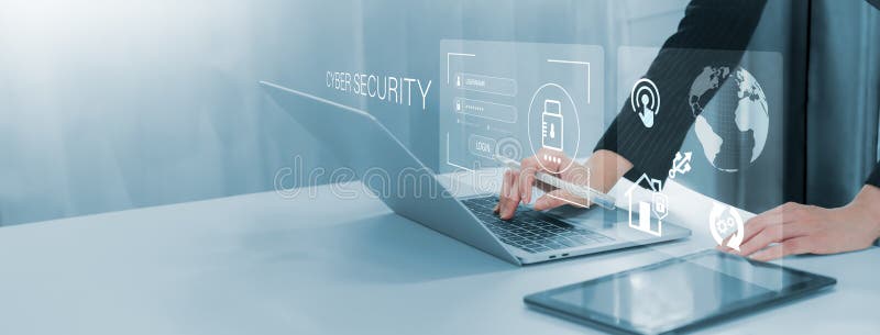 The concept of cybersecurity, encryption and security for user privacy, and safe internet access Cybernetics and future royalty free stock photography