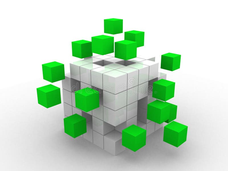 Teamwork business concept with green cubes - 3d render. Teamwork business concept with green cubes - 3d render