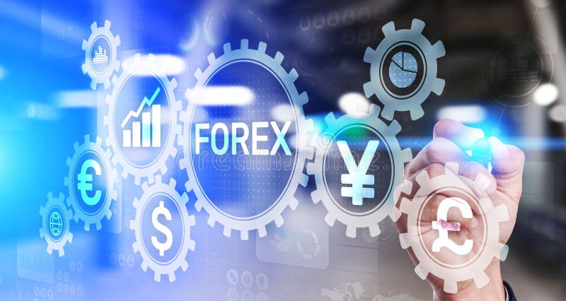 Concept d'affaires globale de la bourse d'échange de devises d'échanges du forex sur l'écran virtuel. photos stock