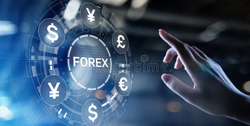 Concept d'affaires globale de la bourse d'échange de devises d'échanges du forex sur l'écran virtuel. photographie stock libre de droits