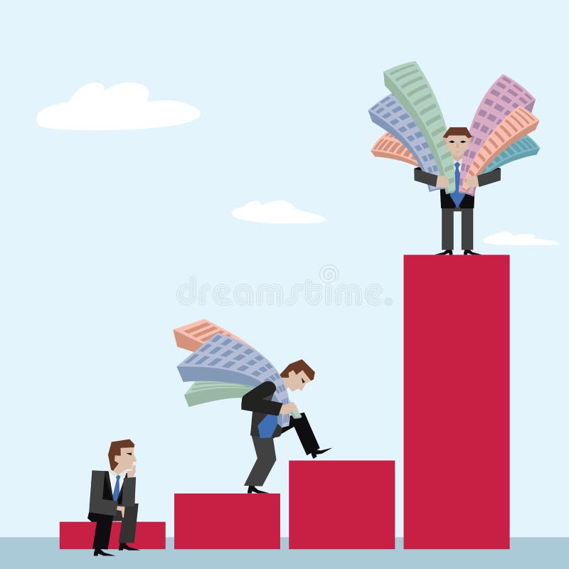 Concept d'affaires le marché de l'immobilier avec le diagramme illustration stock Concept d'affaires le marché de l'immobilier avec le diagramme illustration stock