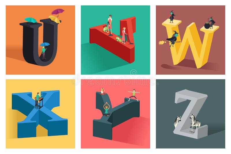 Concept d'alphabets dans 3D illustration stock Concept d'alphabets dans 3D illustration stock