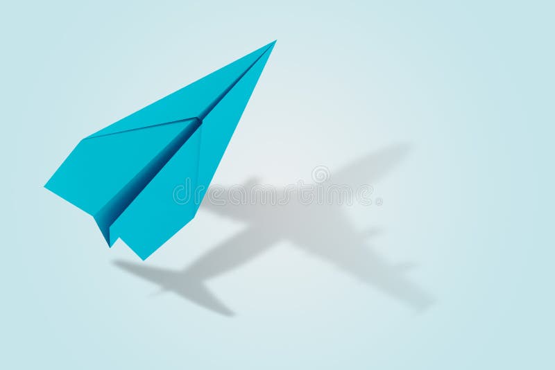 Concept d'ambition et de cible avec l'avion de papier rendu 3d