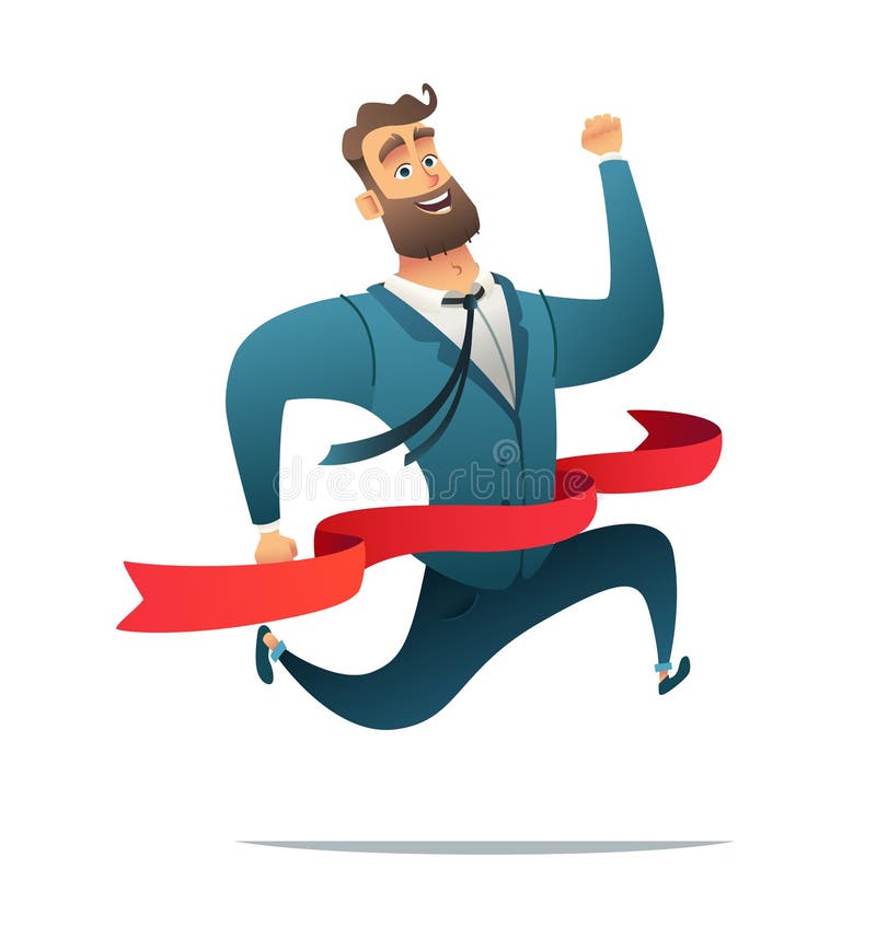 Concept d'homme d'affaires ou de directeur réussi sur une finition Employé de bureau atteignant la ligne d'arrivée illustration de vecteur Concept d'homme d'affaires ou de directeur réussi sur une finition Employé de bureau atteignant la ligne d'arrivée illustration de vecteur