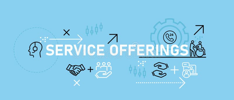 Concept d'offres de services mettant en évidence le soutien à la clientèle assistance publique services d'accueil soins profession illustration libre de droits