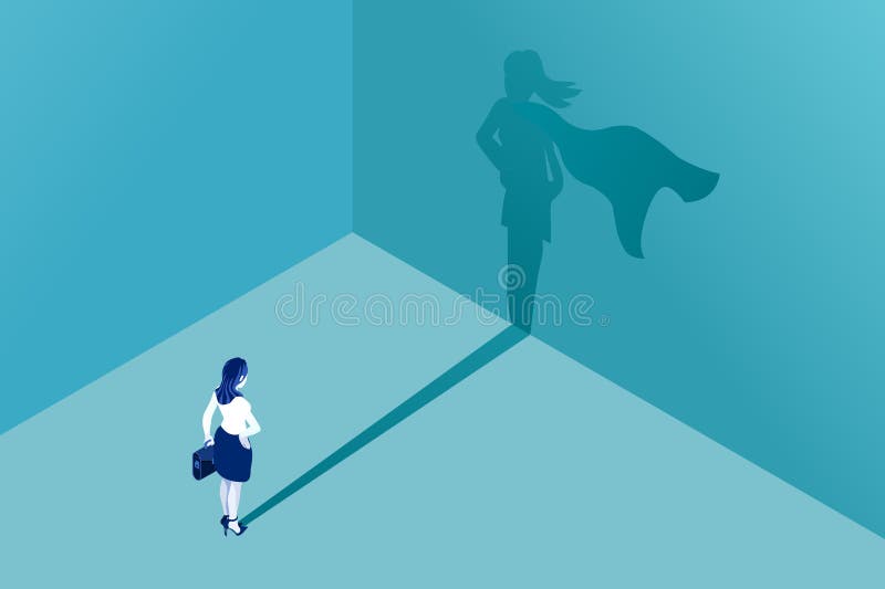 Concept d'ombre de fille de super héros de femme d'affaires illustration de vecteur Concept d'ombre de fille de super héros de femme d'affaires illustration de vecteur