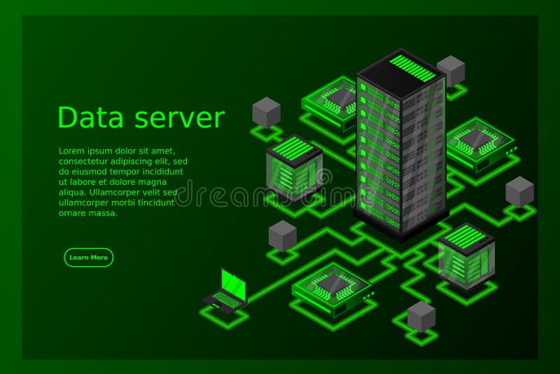 Concept of Data Network Management .Vector Isometric Map with Business