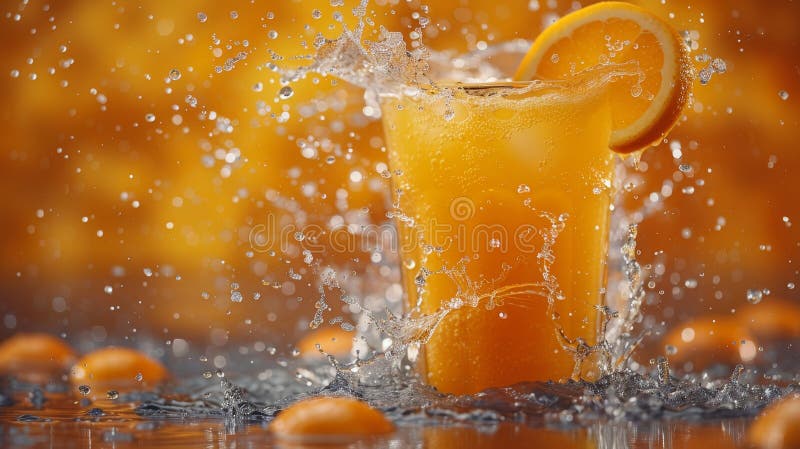 high quality illustration, concept of refreshing summer drink: orange juice splashes onto a clear glass surface, vividly capturing the essence AI generated. high quality illustration, concept of refreshing summer drink: orange juice splashes onto a clear glass surface, vividly capturing the essence AI generated