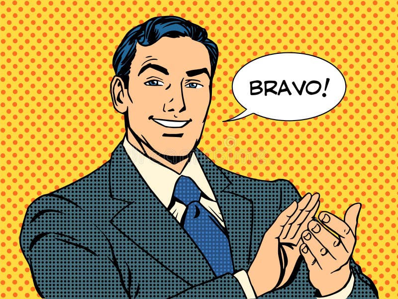 Concept de bravo d'applaudissements d'homme de succès illustration de vecteur Concept de bravo d'applaudissements d'homme de succès illustration de vecteur