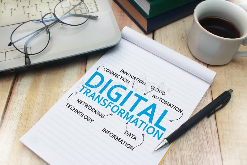 Concept de citate de cuvinte de transformare digitală stock image