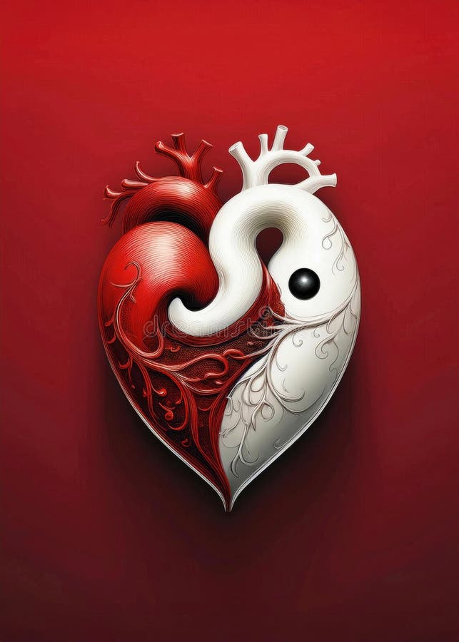 Concept de coeur yin et yang illustration stock