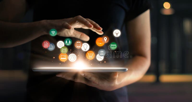 Concept de comercializare online digitală. stock photography