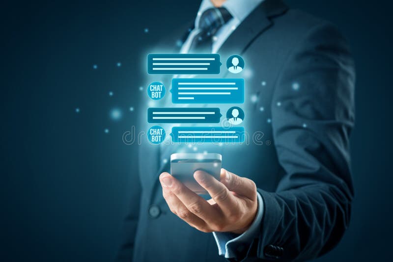 Concept de communication d'intelligence artificielle de Chatbot photographie stock Concept de communication d'intelligence artificielle de Chatbot photographie stock