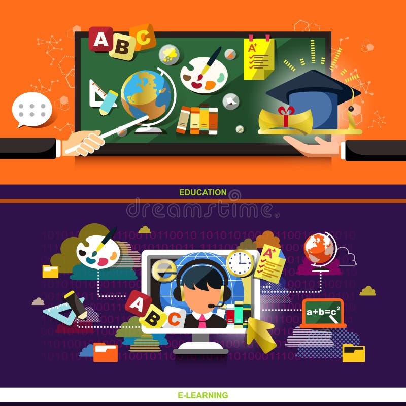 Concept de construction plat pour l'éducation et apprendre en ligne illustration de vecteur Concept de construction plat pour l'éducation et apprendre en ligne illustration de vecteur
