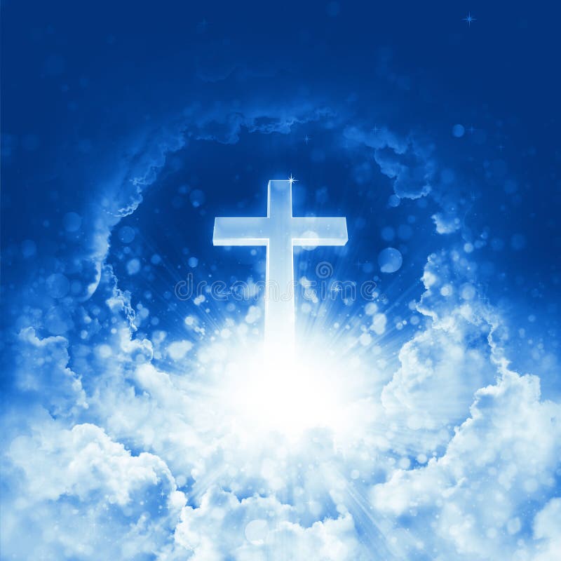 Concept de croix brillante de religion chrétienne sur le fond du ciel nuageux Ciel brillant divin Croix de ciel et beaux nuages photographie stock libre de droits Concept de croix brillante de religion chrétienne sur le fond du ciel nuageux Ciel brillant divin Croix de ciel et beaux nuages photographie stock libre de droits