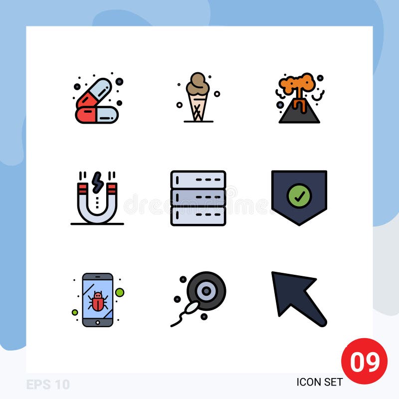 9 concept de culoare plană linie de fileuri pentru site-uri web pentru design-ul pentru magnet de date pentru dispozitive mobile ș stock illustration