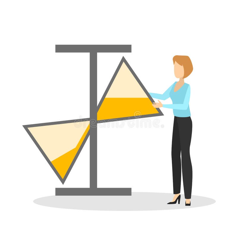 Concept de gestion du temps Femme d'affaires avec le sablier illustration stock Concept de gestion du temps Femme d'affaires avec le sablier illustration stock