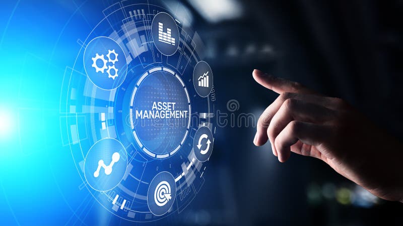 Concept de gestionare a activelor pe ecranul virtual. concept business technology. stock photography