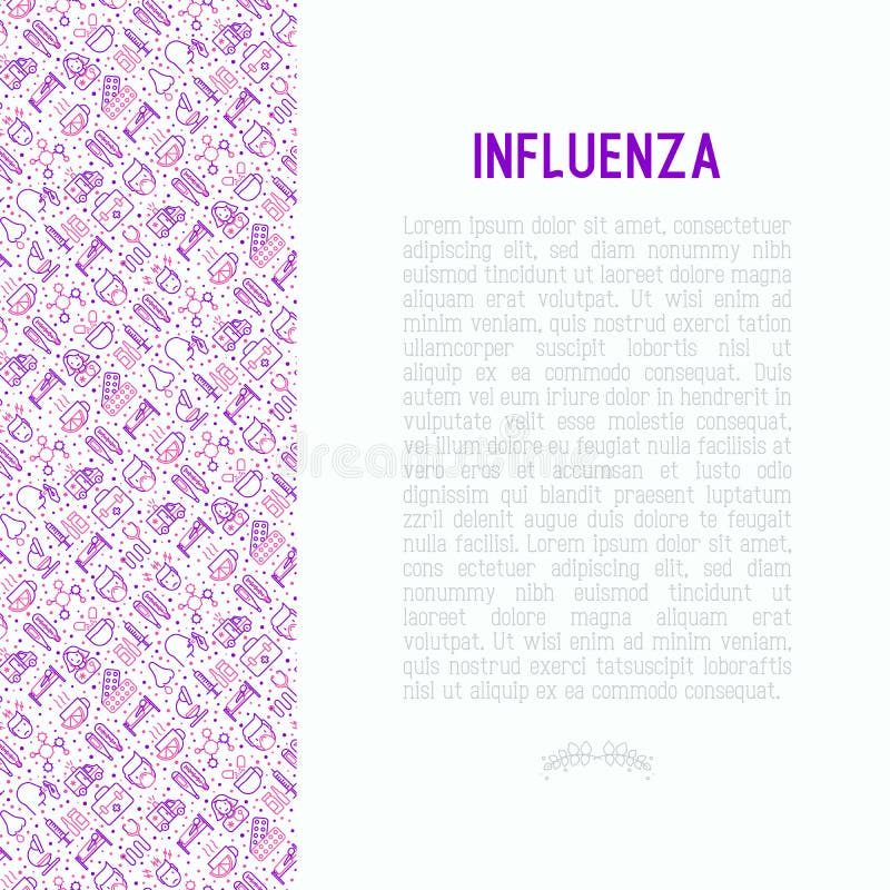 Concept de grippe avec la ligne mince icônes illustration stock Concept de grippe avec la ligne mince icônes illustration stock