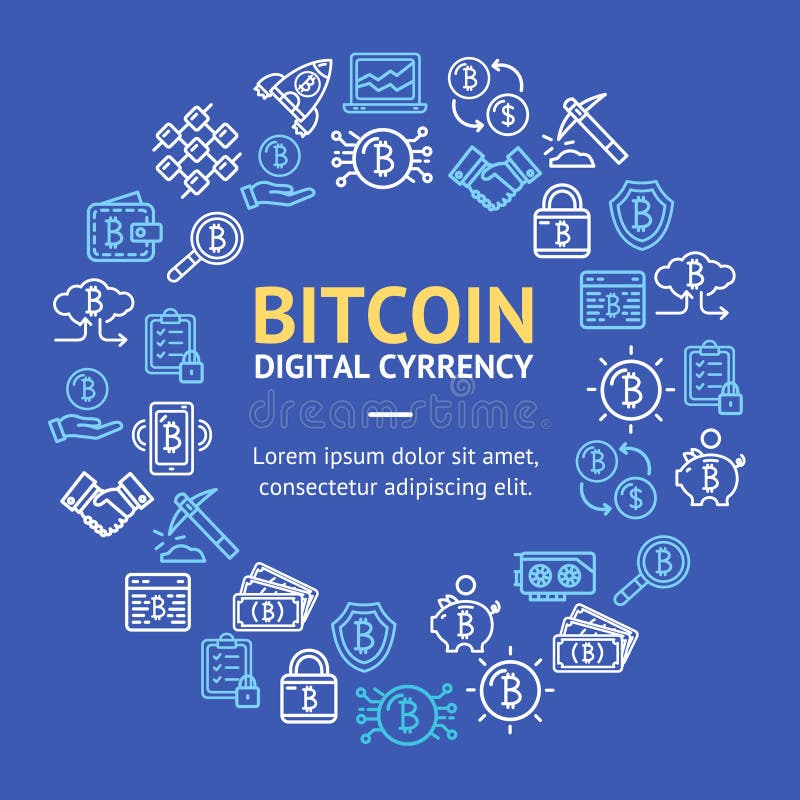 Concept de linie pentru design pentru șablonul digital bitcoin. vector stock illustration