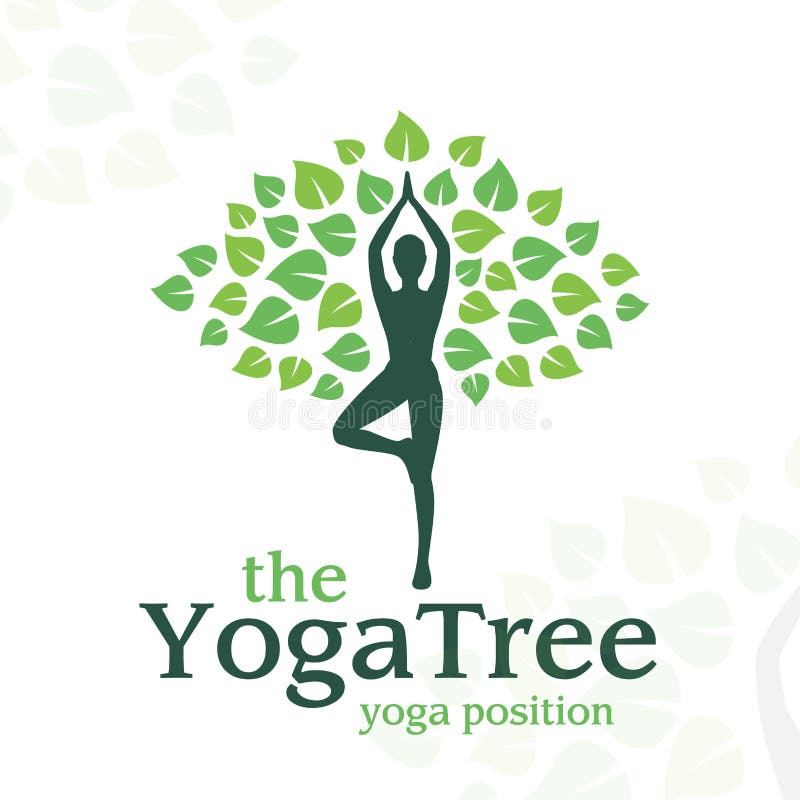 Concept de logo de yoga de vecteur conception d'insignes de position d'arbre Illustration centrale de bien-être illustration stock Concept de logo de yoga de vecteur conception d'insignes de position d'arbre Illustration centrale de bien-être illustration stock