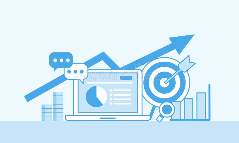 Concept de marketing en ligne, couleur mono Stratégie et rapport des achats en ligne ou de campagne en ligne illustration de vecteur Concept de marketing en ligne, couleur mono Stratégie et rapport des achats en ligne ou de campagne en ligne illustration de vecteur