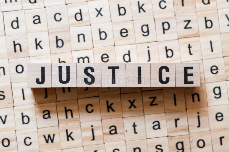 Concept de mot de justice photo stock Concept de mot de justice photo stock