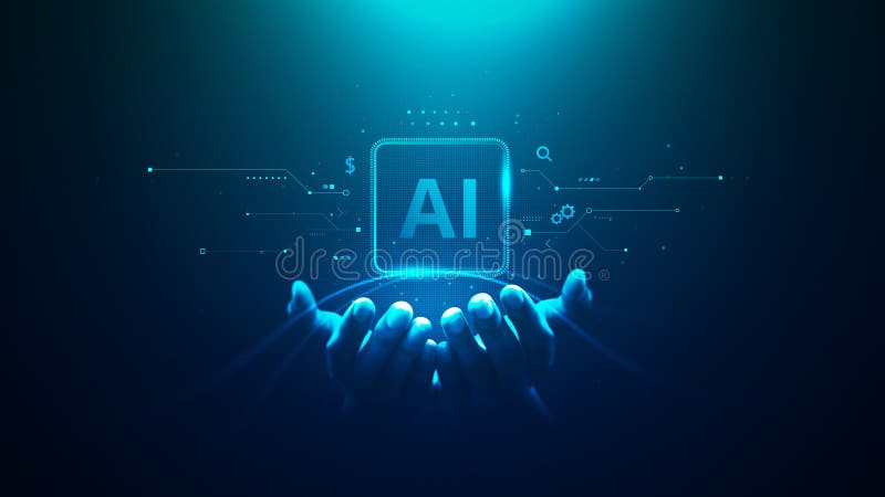 Concept de mână digitală inteligentă artificială în domeniul tehnologiei informației și comunicațiilor (IT) privind viitoarea rețe vector illustration
