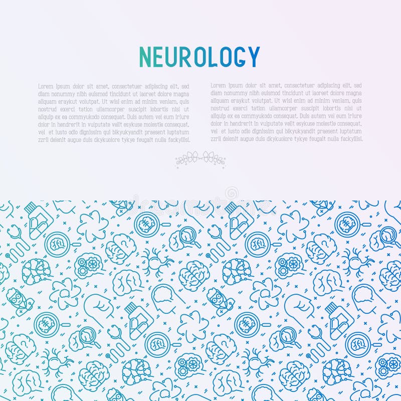 Concept de neurologie avec la ligne mince icônes illustration stock Concept de neurologie avec la ligne mince icônes illustration stock